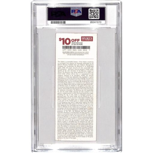 Von Miller Signed Denver Broncos NFL Debut Ticket Stub Slab 4/10 PSA 34349