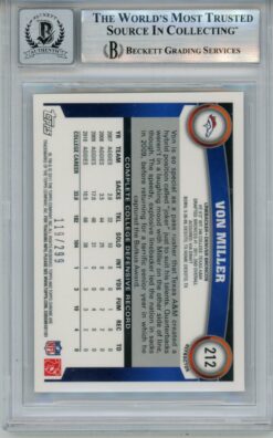 Von Miller Signed 2011 Topps Chrome 212 /299 Refractor 10auto Card BAS 54688