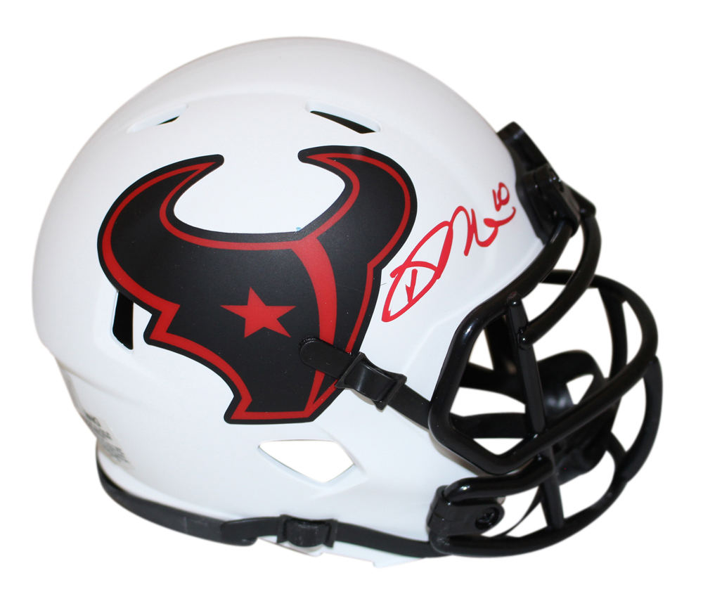 David Mills Autographed Houston Texans Lunar Mini Helmet Beckett