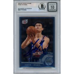 Yao Ming Signed Houston Rockets 2002 Topps Chrome #146 Card 10 Beckett 48687