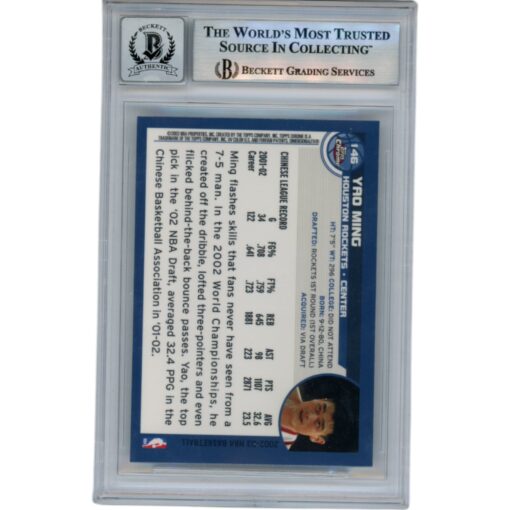 Yao Ming Signed Houston Rockets 2002 Topps Chrome #146 Card 10 Beckett 48687