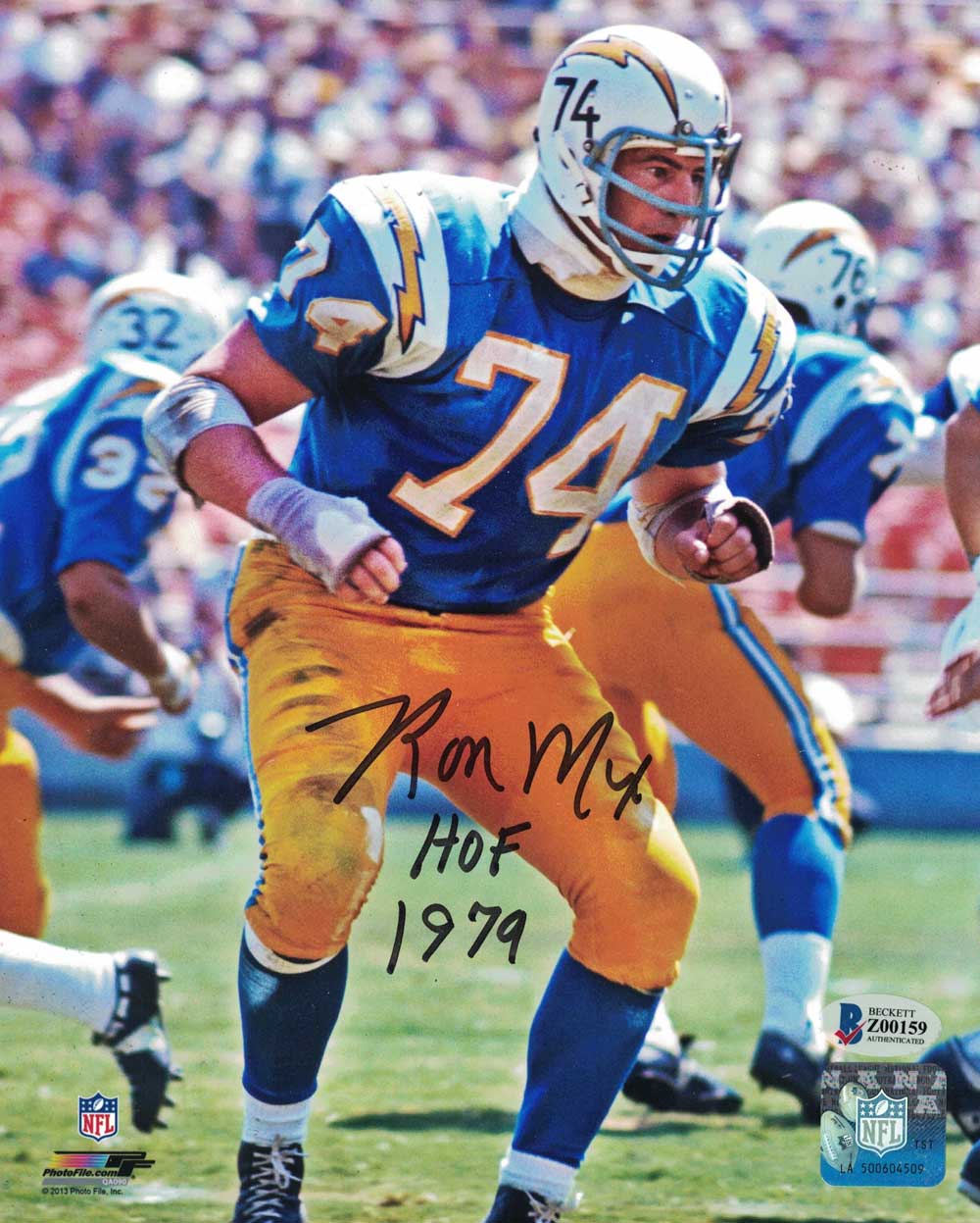 Ron Mix Autographed/Signed San Diego Chargers 8x10 Photo BAS 31106