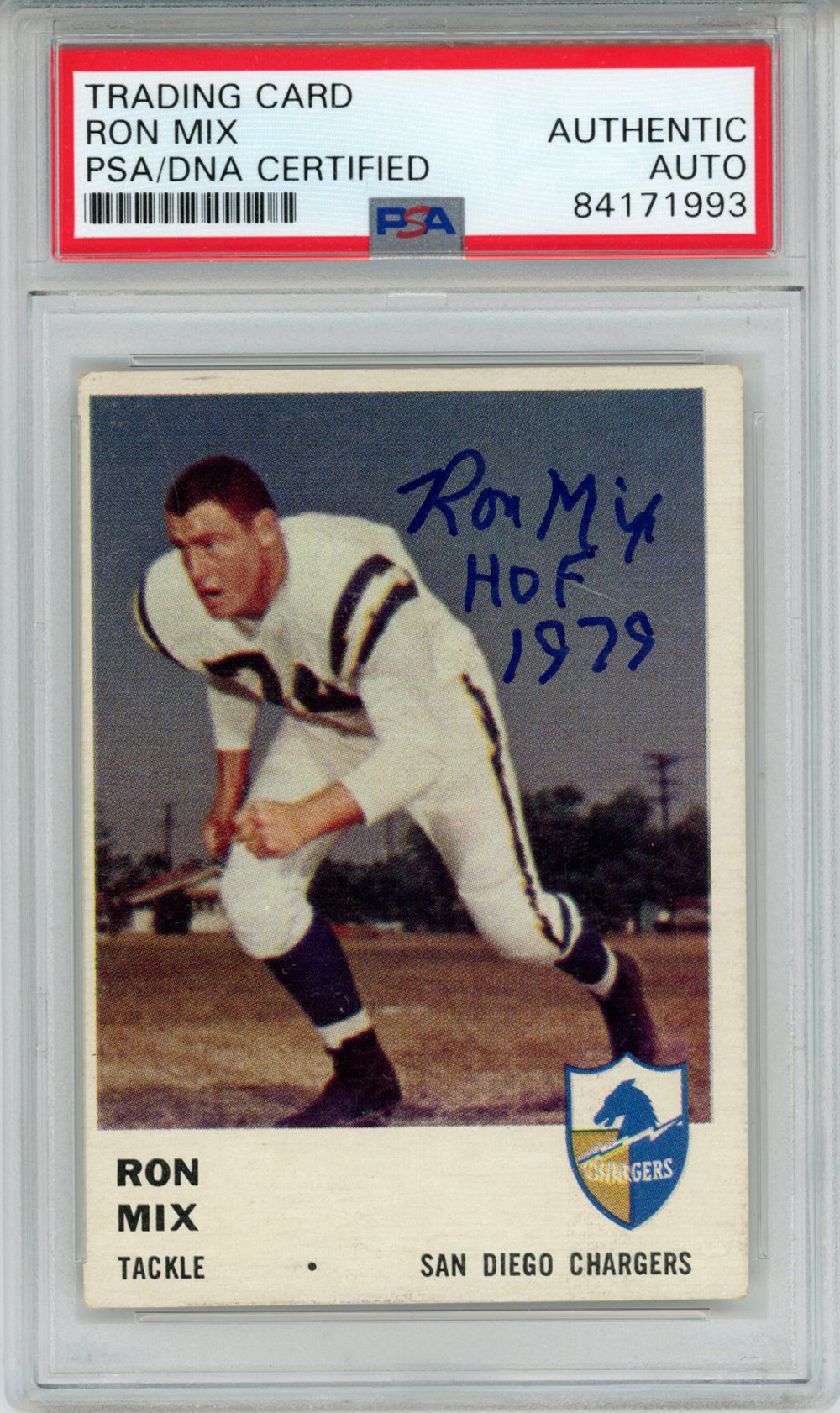 Ron Mix Autographed 1961 Fleer #162 Trading Card HOF PSA Slab