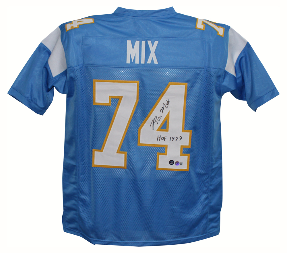 Ron Mix Autographed/Signed Pro Style Blue XL Jersey Beckett