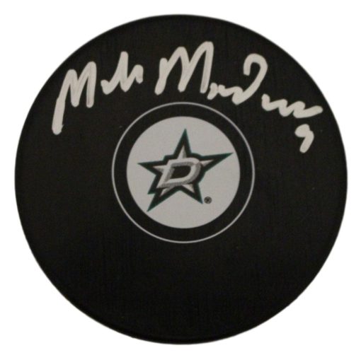 Mike Modano Autographed/Signed Dallas Stars Logo Hockey Puck BAS 22327