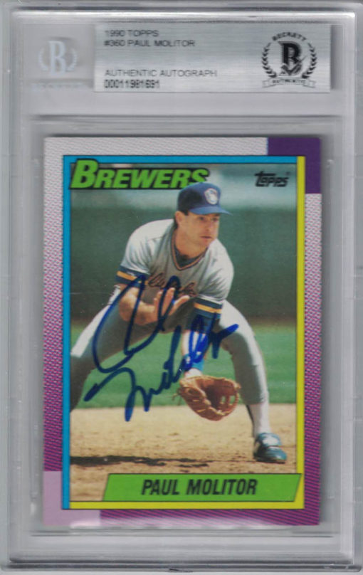 Paul Molitor Signed Milwaukee Brewers 1990 Topps #360 Trading Card BAS 27035