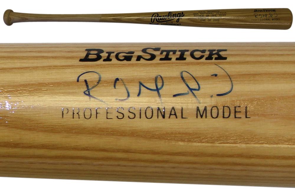 Raul Mondesi Autographed Los Angeles Dodgers Blonde Big Stick Bat JSA 30964