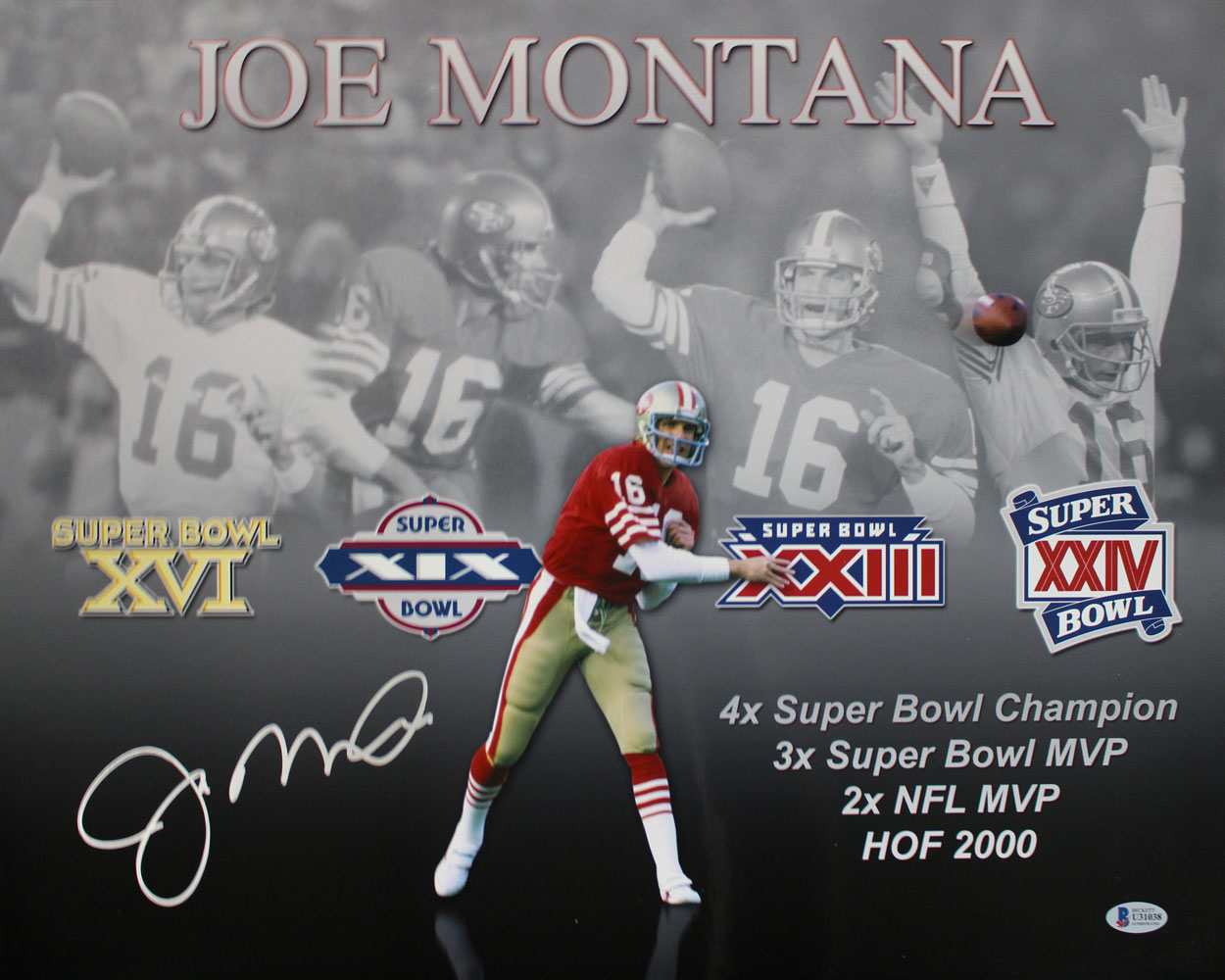 Joe Montana Autographed/Signed San Francisco 49ers 16x20 Photo BAS 29179