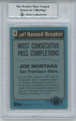 Joe Montana Autographed 1988 Topps #4 Trading Card BAS 10 Slab