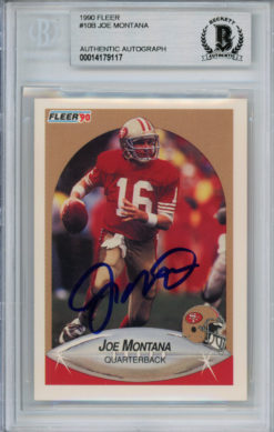 Joe Montana Autographed 1990 Fleer #10 Trading Card Beckett Slab