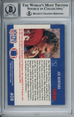 Joe Montana Autographed 1990 Pro Set #408 Trading Card Beckett 10 Slab