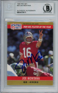 Joe Montana Autographed 1990 Pro Set #2B Trading Card Beckett Slab