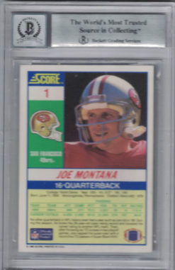 Joe Montana Autographed 1990 Score #1 Trading Card BAS 10 Slab