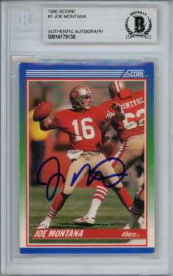 Joe Montana Autographed 1990 Score #1 Trading Card Beckett Slab