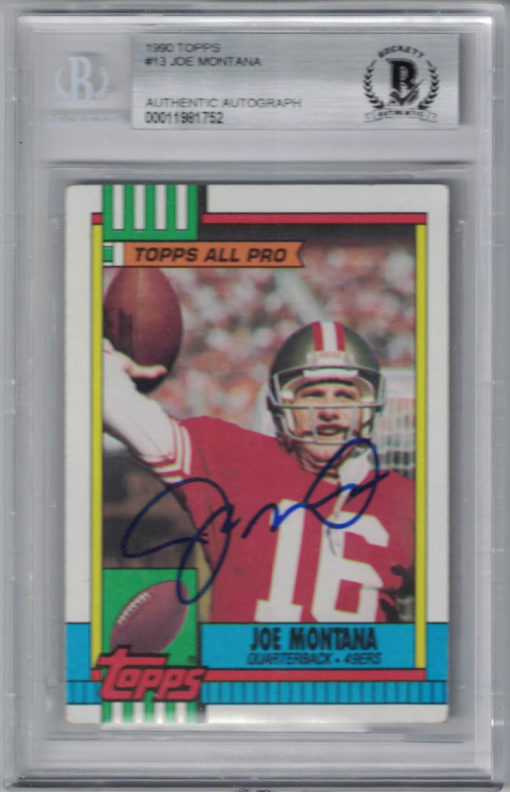 Joe Montana Autographed/Signed San Francisco 49ers 1990 Topps Card BAS 26559