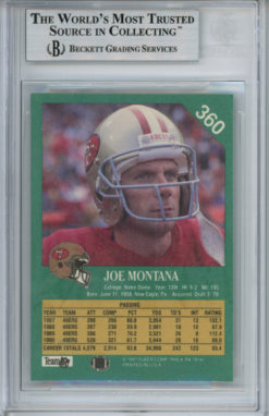 Joe Montana Autographed 1991 Fleer #360 Trading Card Beckett Slab