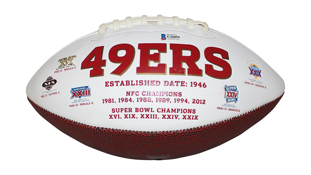 Joe Montana Autographed San Francisco 49ers Logo Football HOF BAS 30461