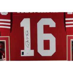 Joe Montana Autographed Pro Style Red XL Framed Jersey 35x43 JSA 51231