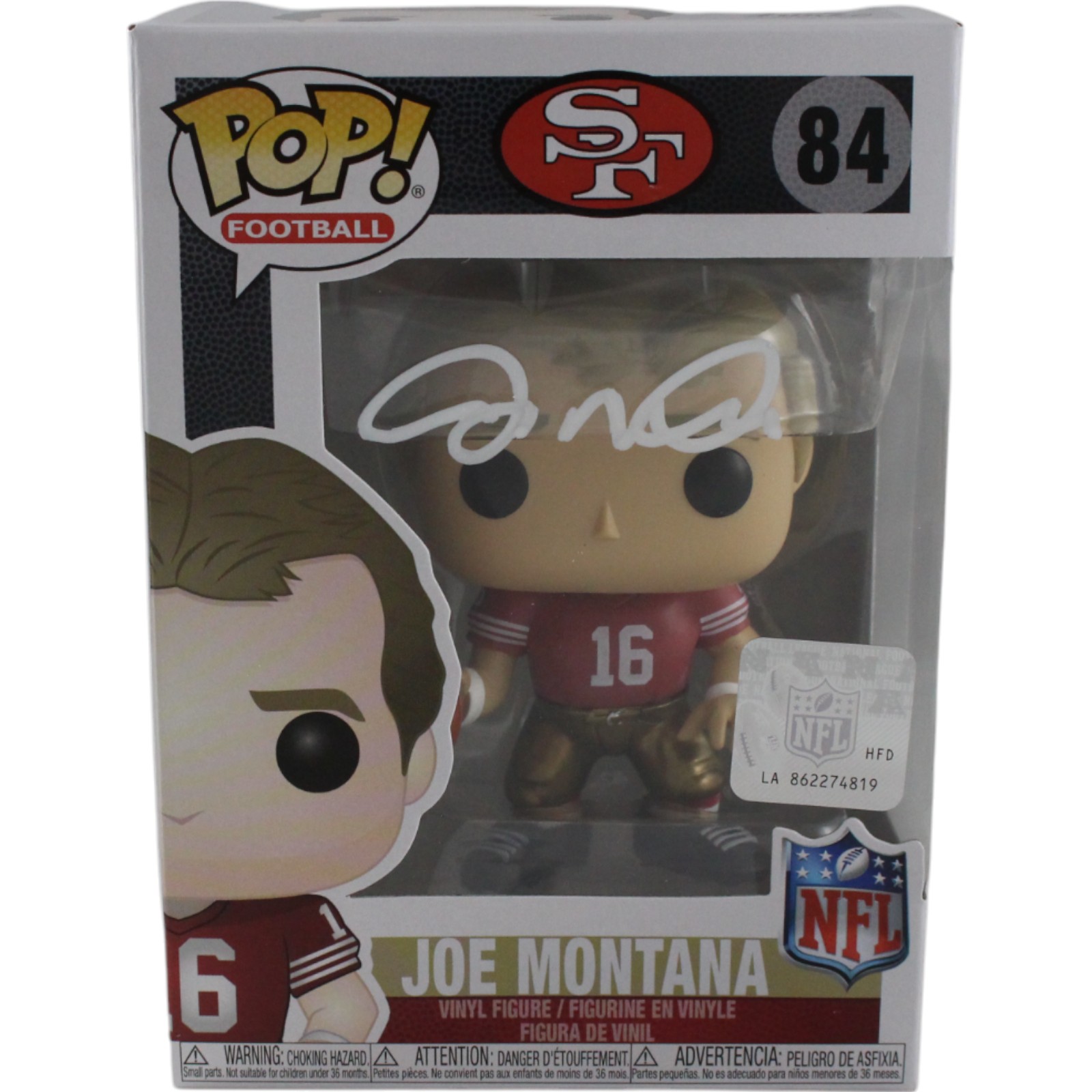 Joe Montana Signed San Francisco 49ers Funko Pop! #84 w/Hard Protector FAN