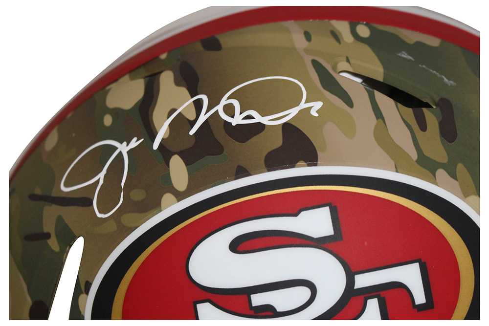 Joe Montana Signed San Francisco 49ers Authentic Camo Speed Helmet BAS 29623