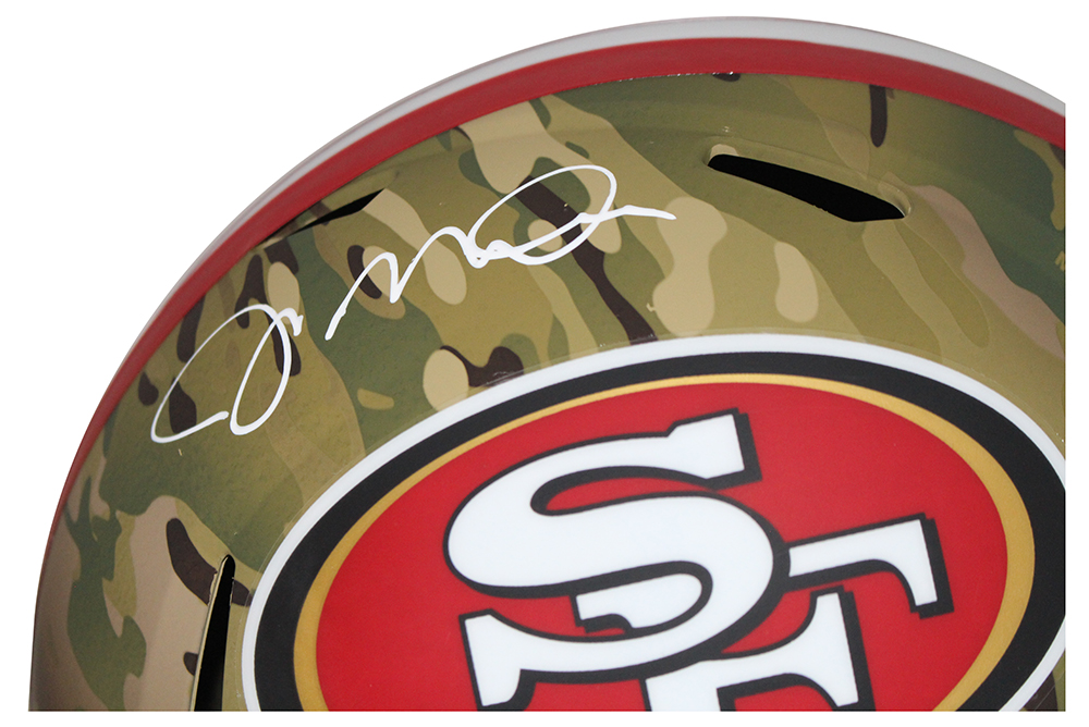 Joe Montana Autographed San Francisco 49ers F/S Camo Speed Helmet BAS 29624