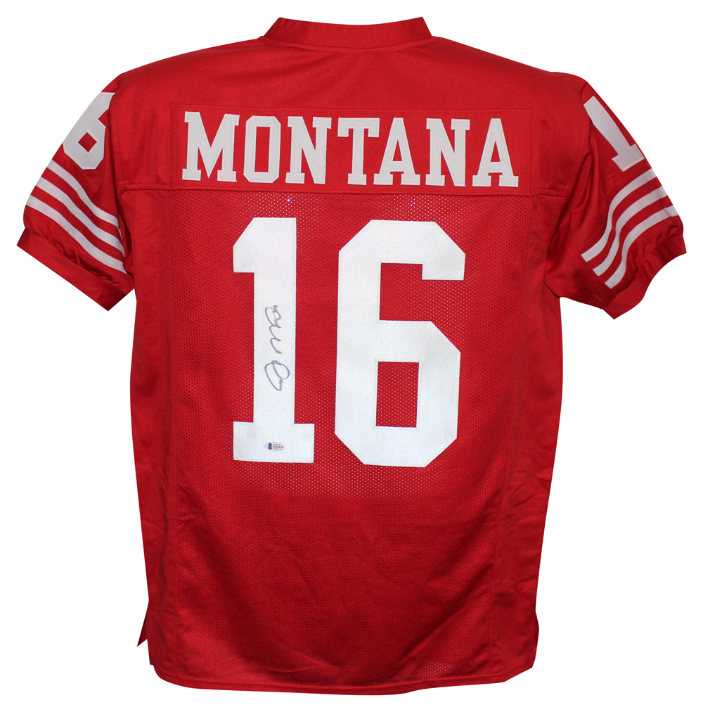 Joe Montana Autographed/Signed Pro Style Red XL Jersey Beckett