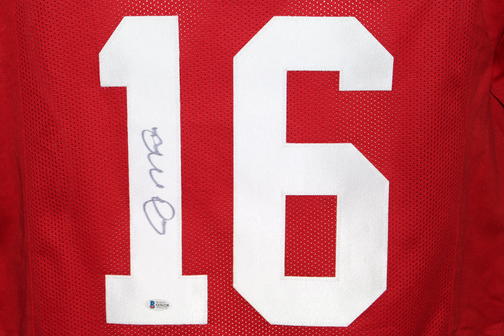 Joe Montana Autographed/Signed Pro Style Red XL Jersey Beckett