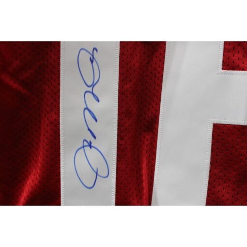 Joe Montana Autographed/Signed Pro Style Red sz XL Jersey Beckett 51562