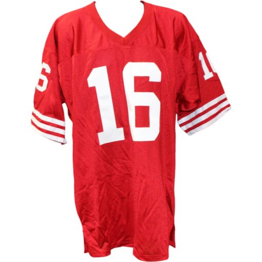 Joe Montana Autographed/Signed Pro Style Red sz XL Jersey Beckett 51562