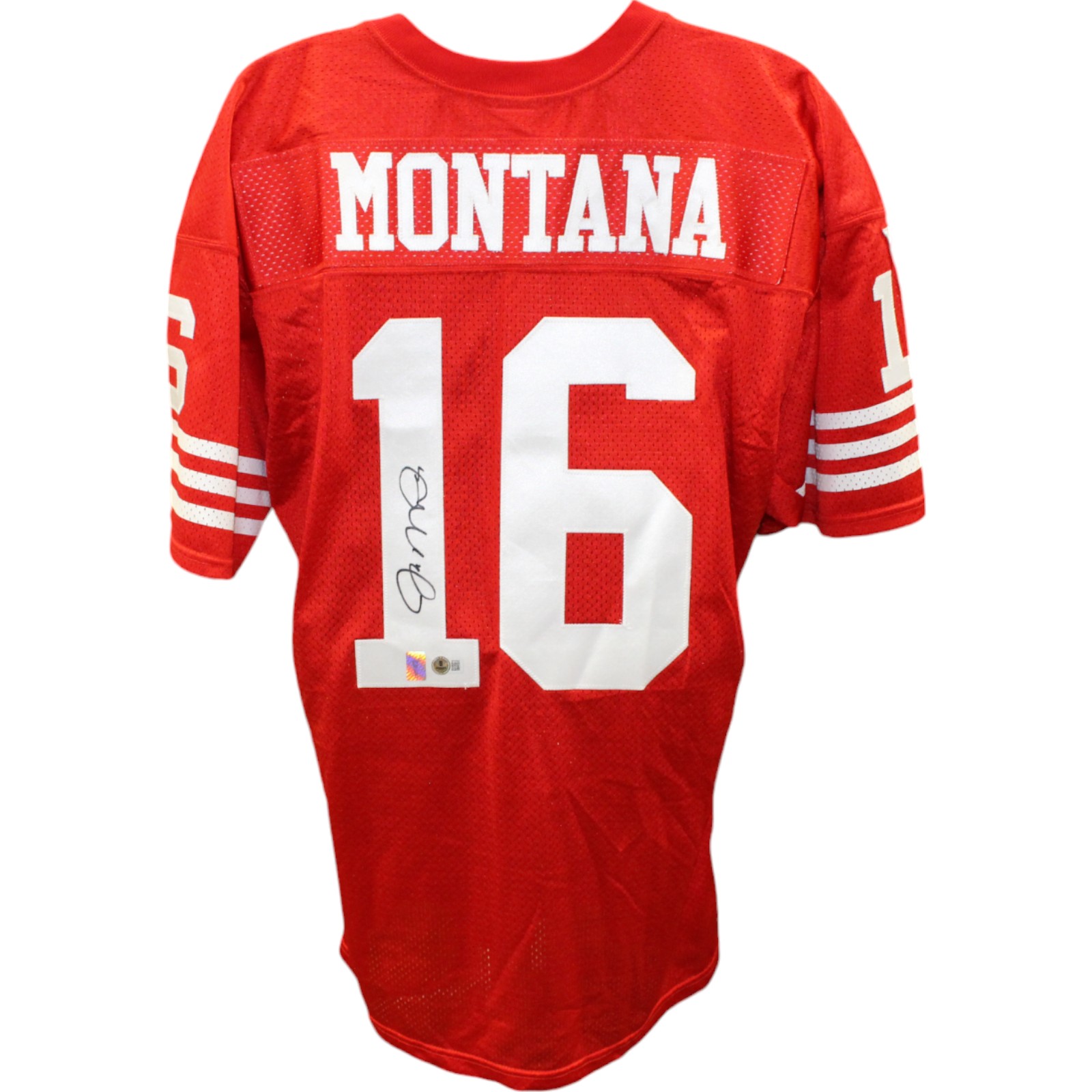 Joe Montana Autographed San Francisco 49ers Red Wilson sz 48 Jersey Beckett 48384