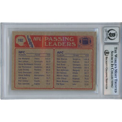 Joe Montana Autographed/Signed 1984 Topps #192 Slab Trading Card Beckett 49893