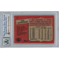 Joe Montana Autographed/Signed 1987 Topps #H Slabbed Trading Card Beckett 49899
