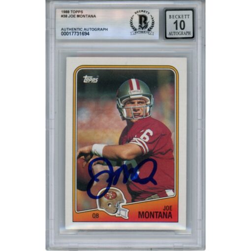 Joe Montana Autographed/Signed 1988 Topps #38 Slab Trading Card Beckett 49900
