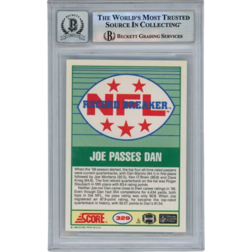 Joe Montana Autographed/Signed 1989 Score #329 Slab Trading Card Beckett 49912