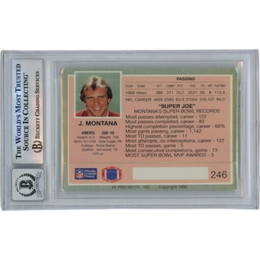 Joe Montana Autographed 1990 HI-PRO MKTG #246 Slab Trading Card Beckett 49919