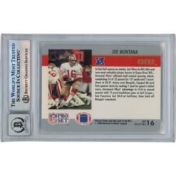 Joe Montana Autographed 1990 NFL Pro Set MVP #16 Slab Trading Card Beckett 49923