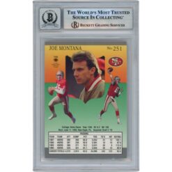 Joe Montana Autographed 1991 Fleer Ultra #251 Slab Trading Card Beckett 49905