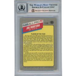 Joe Montana Autographed 1991 Fleer All-Pro #19 Slab Trading Card Beckett 49932