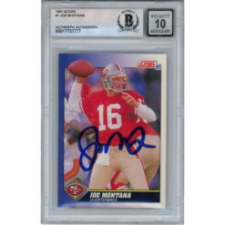 Joe Montana Autographed/Signed 1991 Score #1 Slab Trading Card Beckett 49935