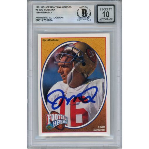 Joe Montana Autographed/Signed 91 Upper Deck #5 Slab Trading Card Beckett 49938