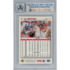 Joe Montana Autographed 1995 Upper Deck #117 Slab Trading Card Beckett 49957