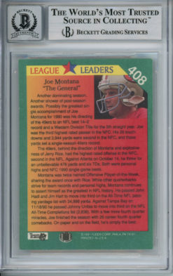 Joe Montana Autographed 1991 Fleer #408 Trading Card Beckett 10 Slab