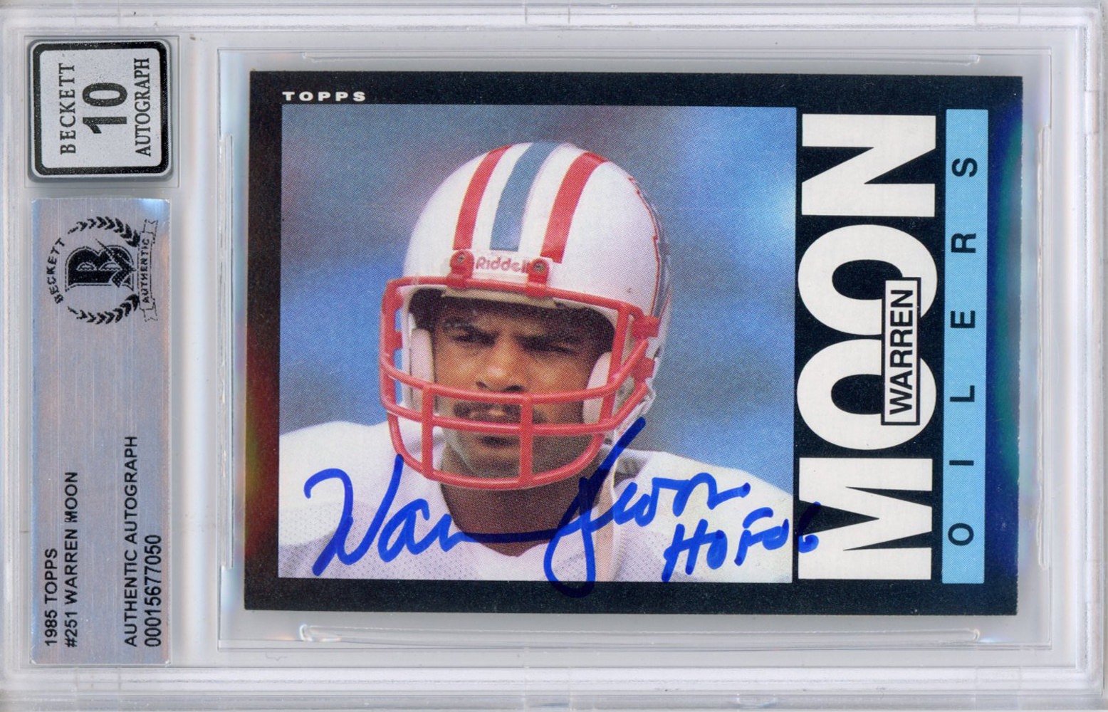 Warren Moon Autographed 1985 Topps #251 (Grade 10) Slabbed BAS