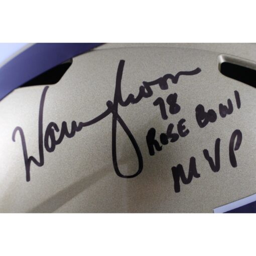 Warren Moon Autographed Washington Huskies F/S Helmet 78 Rose Bowl MVP BAS 49307