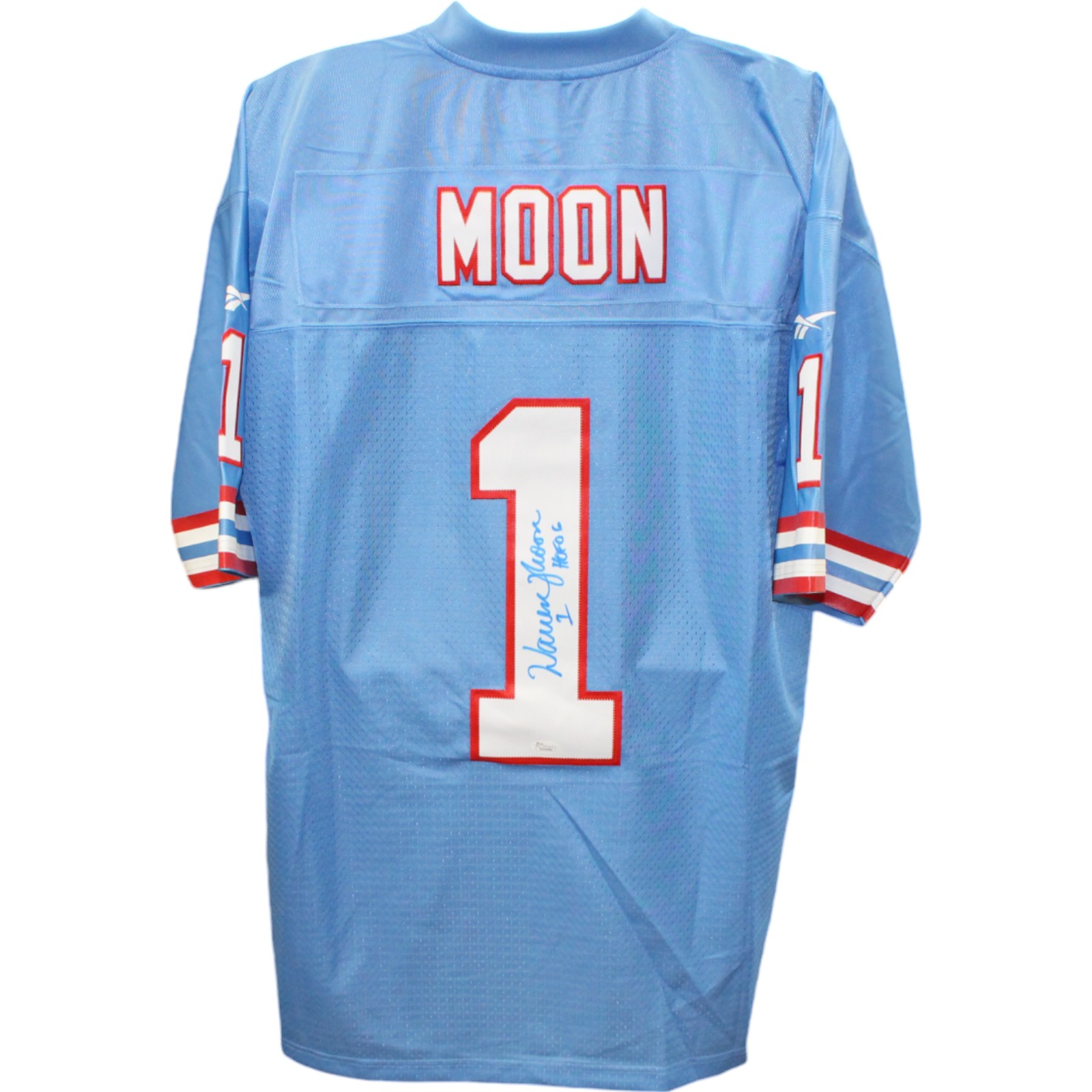 Warren Moon Signed Houston Oilers Reebok Blue XL Jersey HOF JSA 48492