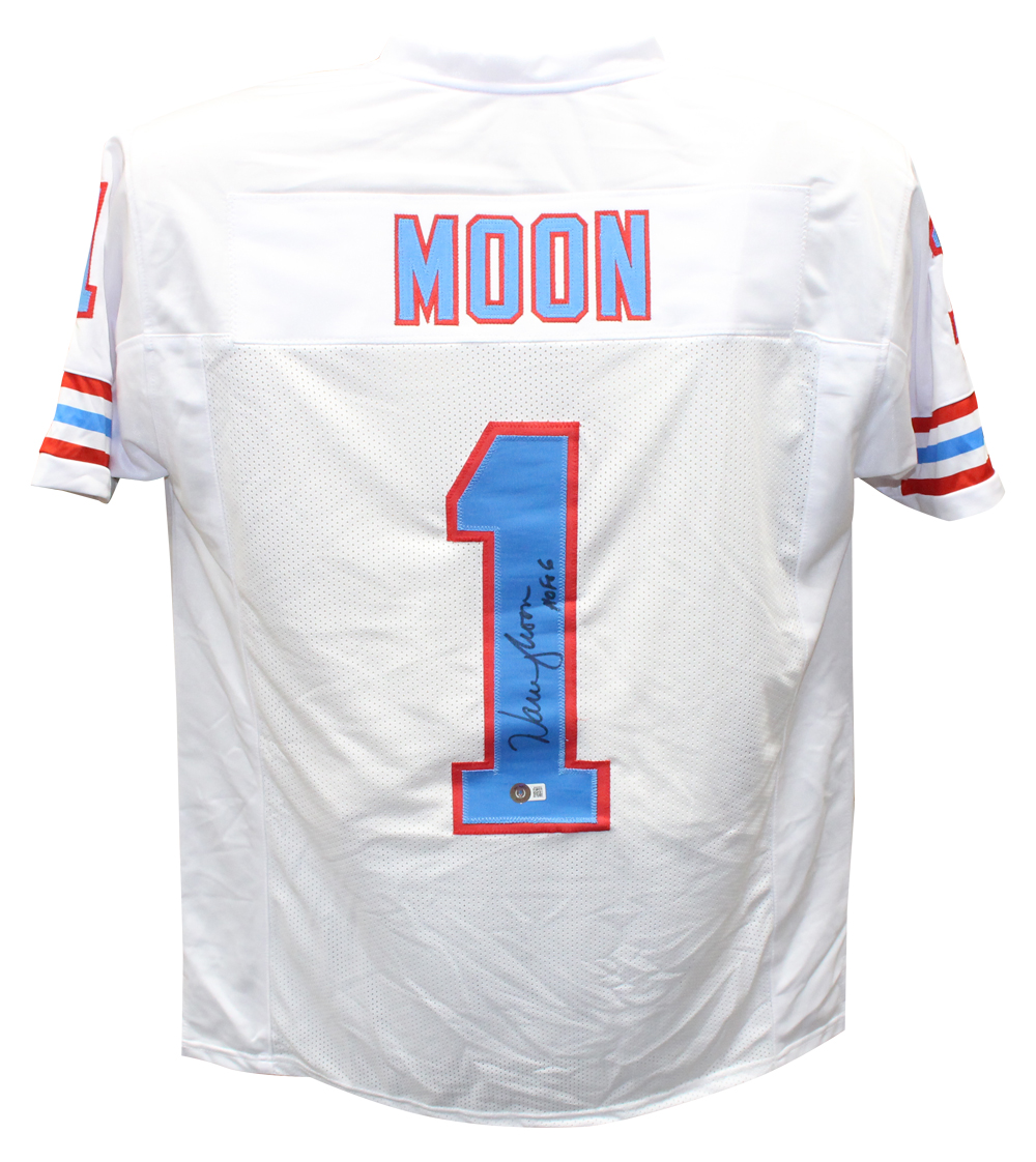 Warren Moon Autographed/Signed Pro Style White Jersey Beckett 