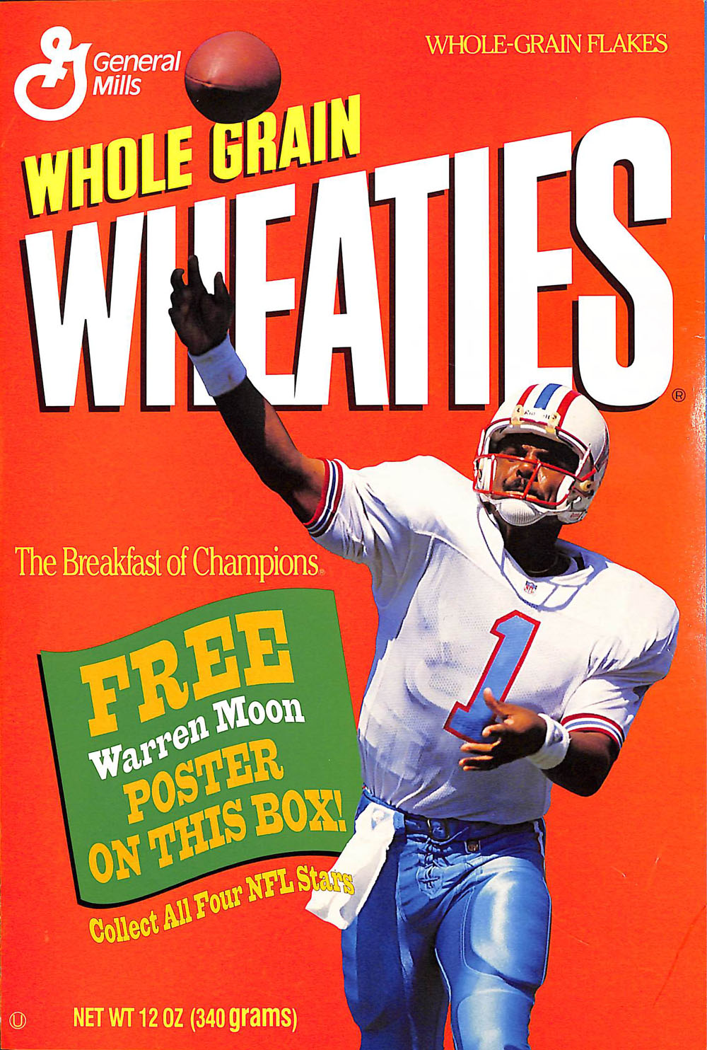 Warren Moon Houston Oilers Wheaties Poster Fold-Out Insert