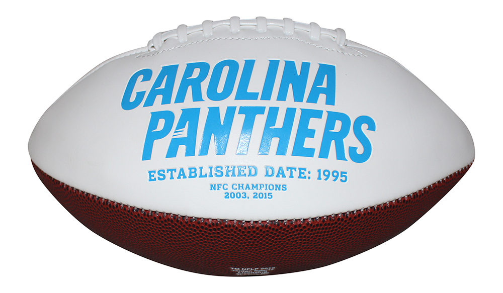 DJ Moore Autographed/Signed Carolina Panthers Logo Football BAS 30359