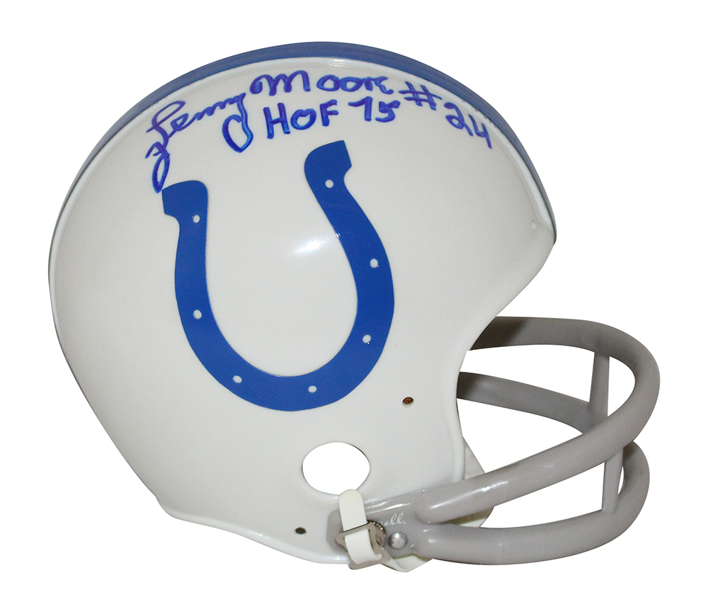 Art Donovan & Lenny Moore Signed Baltimore Colts 2 Bar Mini Helmet BAS 32940