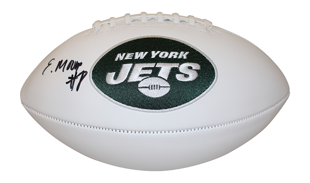 Elijah Moore Autographed New York Jets White Logo Football Beckett